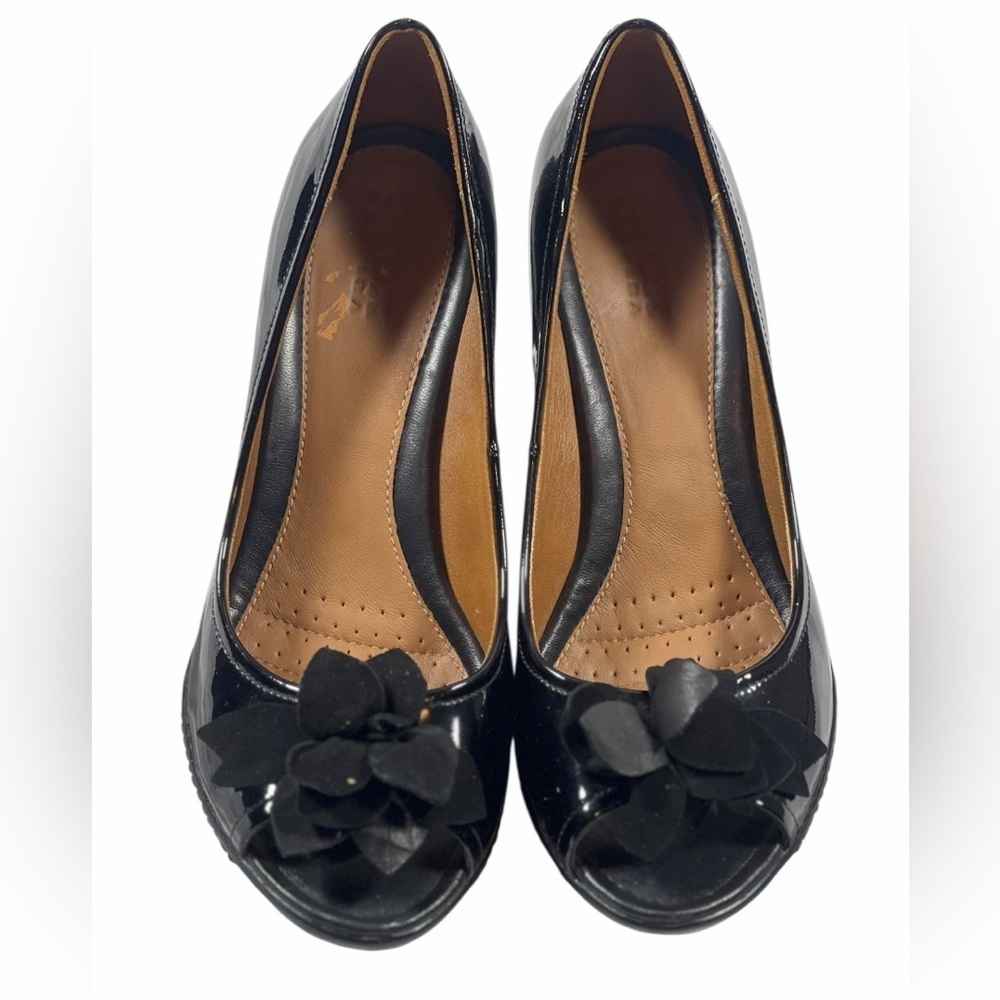 Geox Black Floral Peep-Toe Heels - Worn Once - Workwear - Size 6
